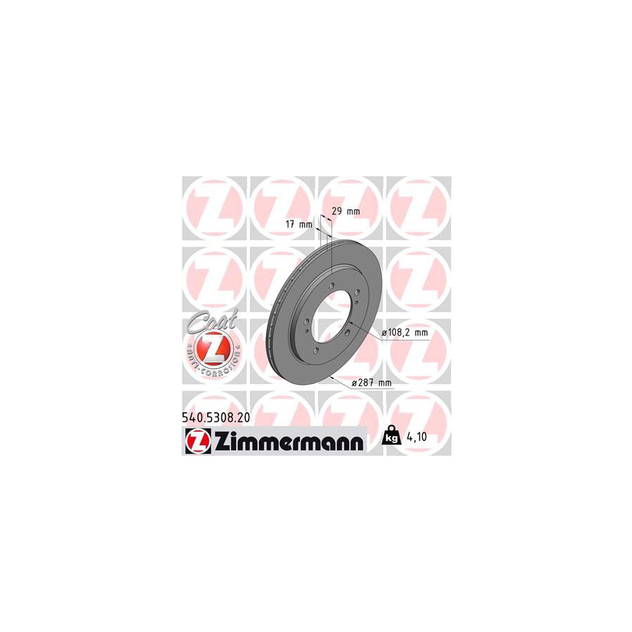 ZIMmERMANN COAT Z 540 5308 20 Brake Disc for SUZUKI Grand Vitara I Off Road FT HT Internally Vented Coated