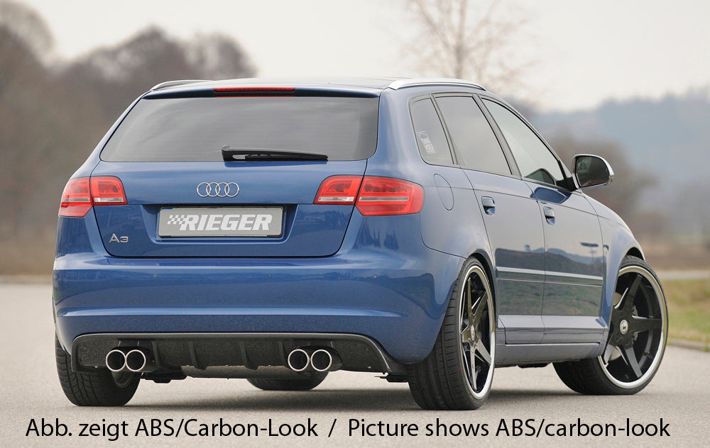 Rieger 00056767 Audi 8P A3 Rear Diffuser for Twin Tailpipe Left & Right -  Matte Black
