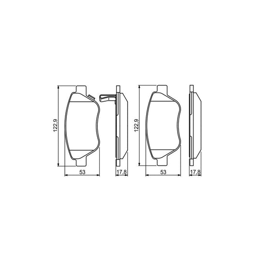 Bosch 0986495237 Brake Pad Set With Acoustic Wear Warning With Anti Squeak Plate BP1535