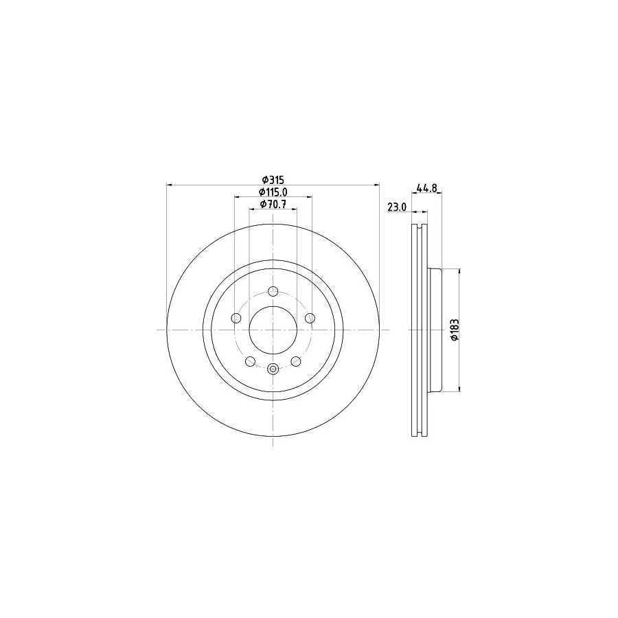 HELLA 8DD 355 132 181 Brake Disc Internally Vented Coated without wheel hub without wheel studs