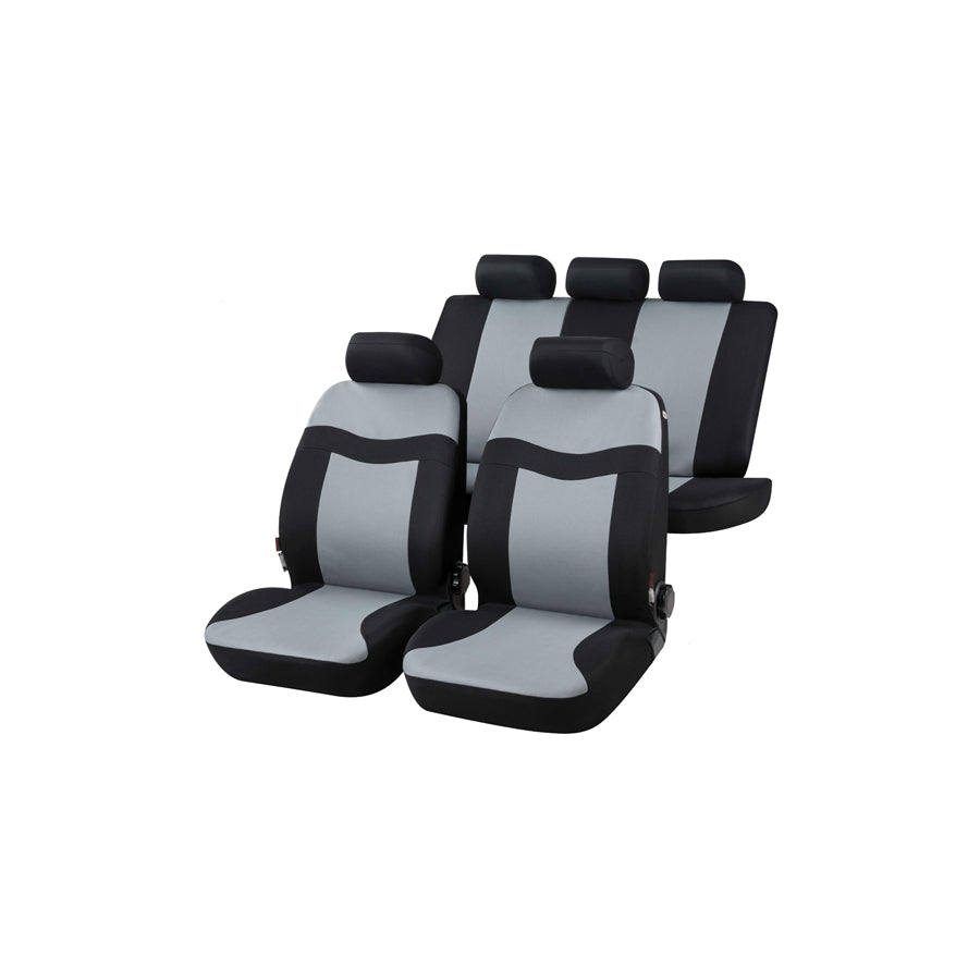 WALSER Rockford 13414 Car seat cover Black/Grey, Polyester, Front and Rear