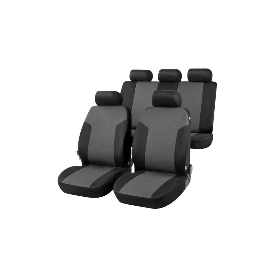 WALSER Portland 13413 Car seat cover Black/Grey, Polyester, Front and Rear