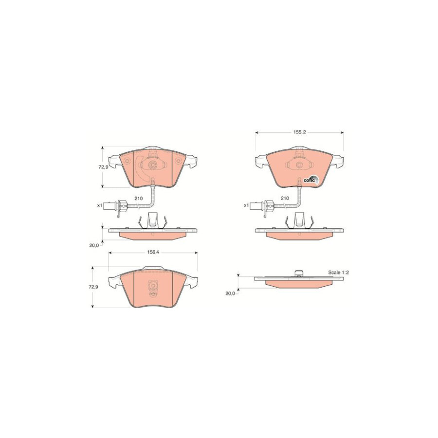 TRW Cotec Gdb1528 Brake Pad Set Incl Wear Warning Contact