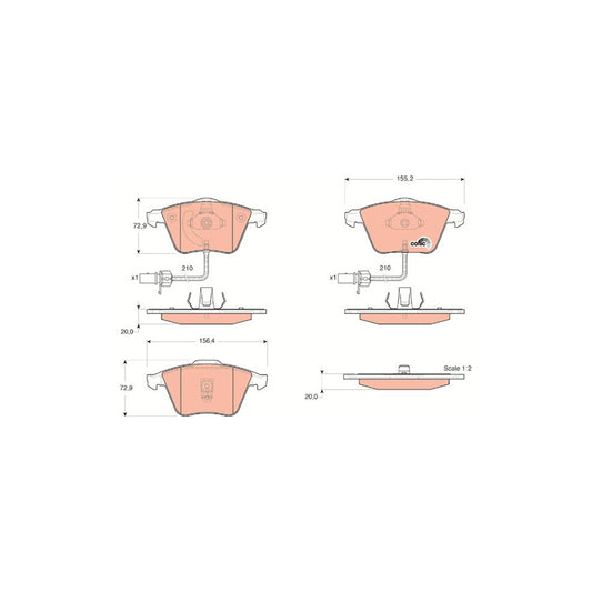 TRW Cotec Gdb1528 Brake Pad Set Incl Wear Warning Contact