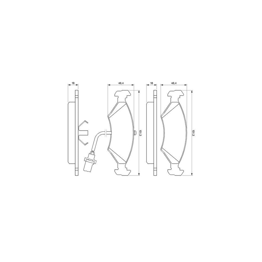 Bosch 0986466403 Brake Pad Set With Integrated Wear Sensor With Piston Clip BP685