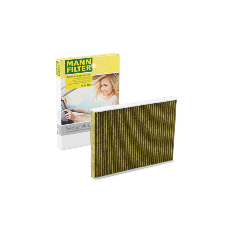 MANN-FILTER FP 32 008 Pollen filter Activated Carbon Filter, Activated Carbon Filter with polyphenol, Particulate filter (PM 2.5), with antibacterial action, with fungicidal effect, FreciousPlus