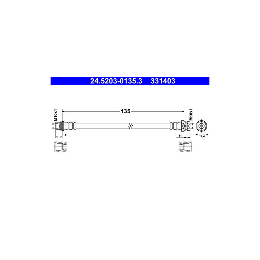 ATE 24 5203 0135 3 Brake Hose for RENAULT MEGANE 135Mm