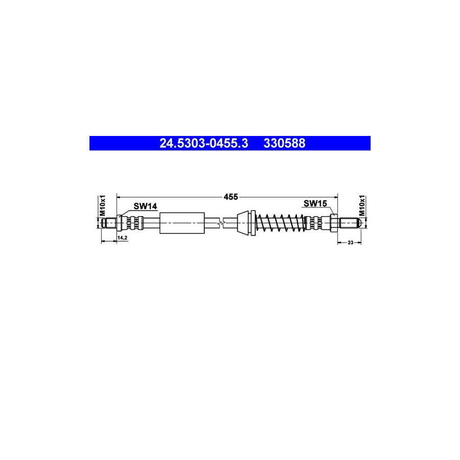 ATE 24 5303 0455 3 Brake Hose 455Mm