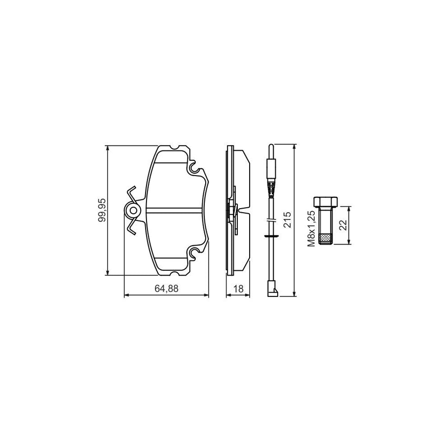 Bosch 0986494522 Brake Pad Set Incl Wear Warning Contact With Anti Squeak Plate With Bolts Screws With Accessories BP1443