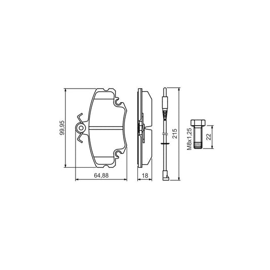 Bosch 0986494522 Brake Pad Set Incl Wear Warning Contact With Anti Squeak Plate With Bolts Screws With Accessories BP1443