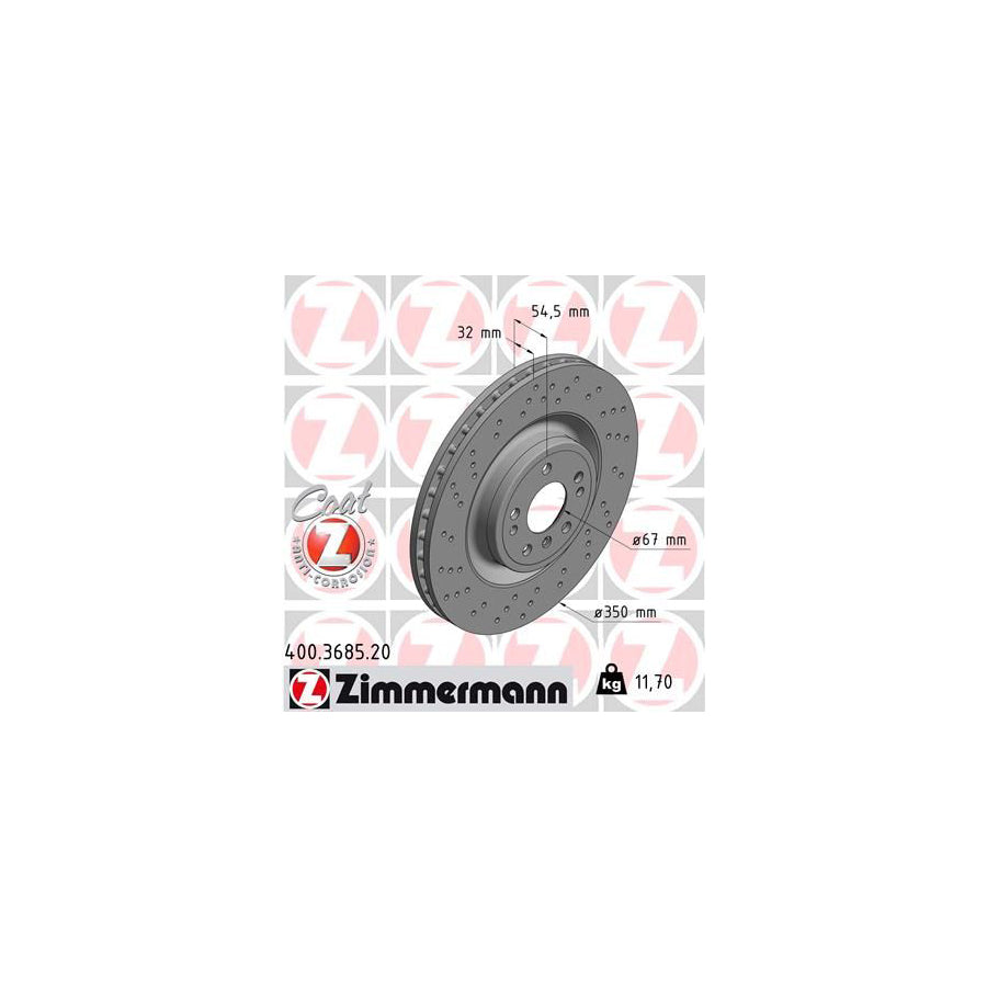 ZIMmERMANN COAT Z 400 3685 20 Brake Disc Internally Vented Perforated Coated High carbon