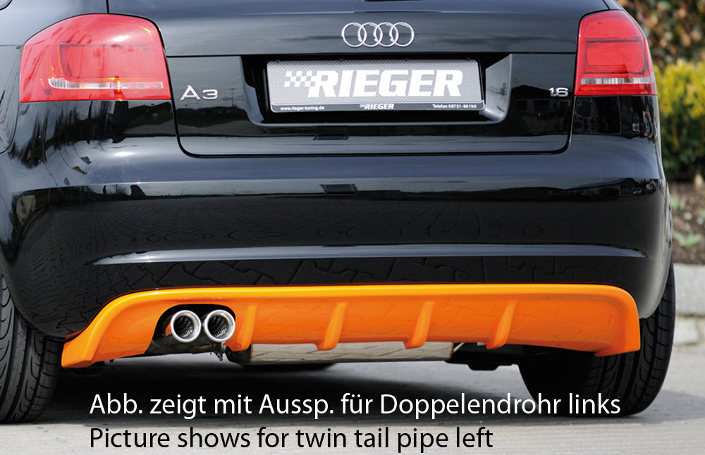 Rieger 00056777 Audi 8P A3 Rear Diffuser for Sport Tailpipe Left & Right -  Matte Black