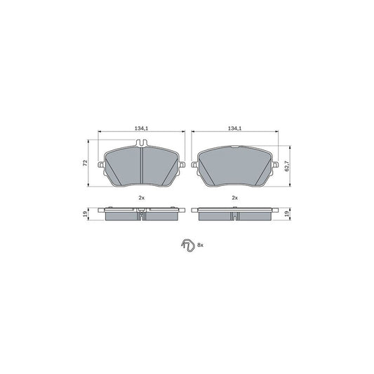 Bosch 0986424887 Brake Pad Set With Anti Squeak Plate With Mounting Manual With Spring BP2516