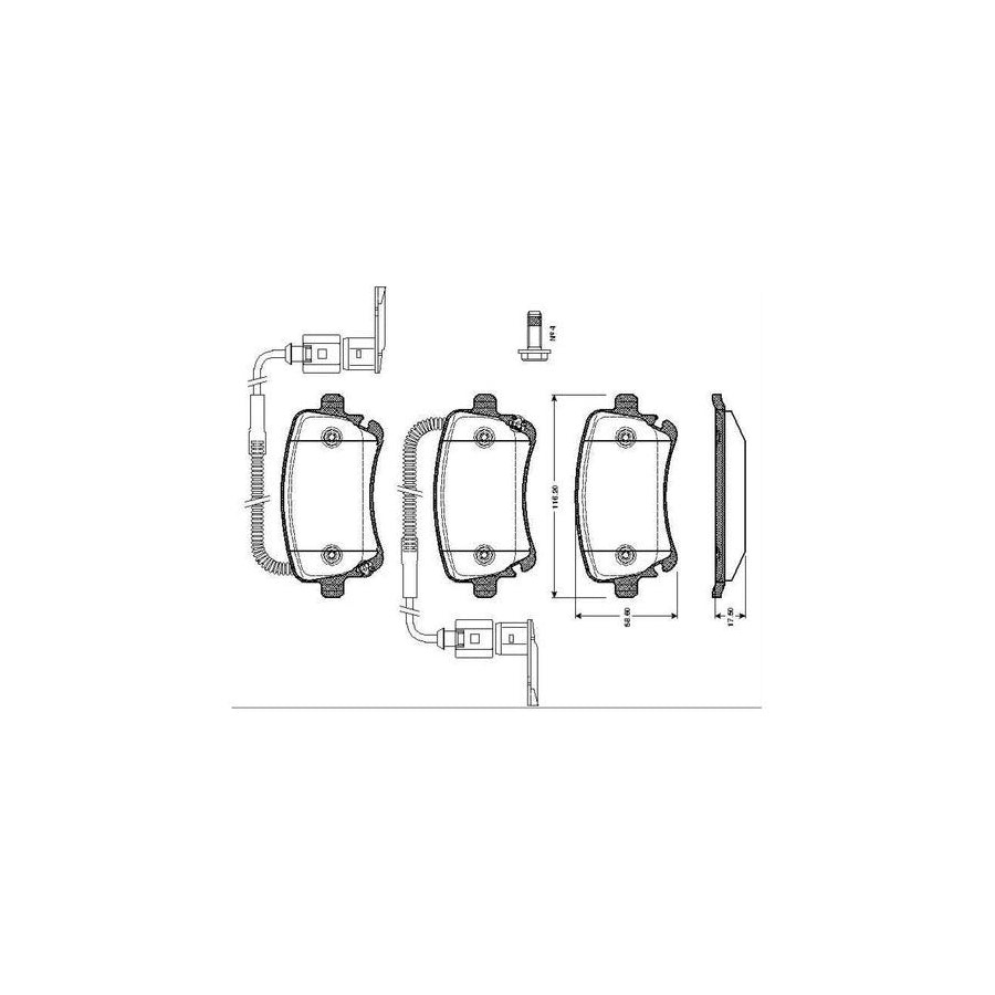 Bosch 0986Tb2425 Brake Pad Set Incl Wear Warning Contact