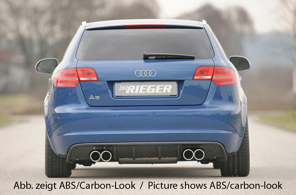Rieger 00056777 Audi 8P A3 Rear Diffuser for Sport Tailpipe Left & Right -  Matte Black