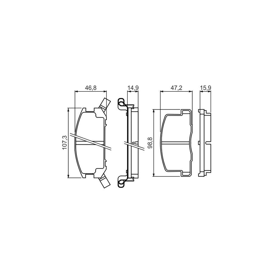 Bosch 0986494412 Brake Pad Set For Toyota Mr 2 With Acoustic Wear Warning BP1334