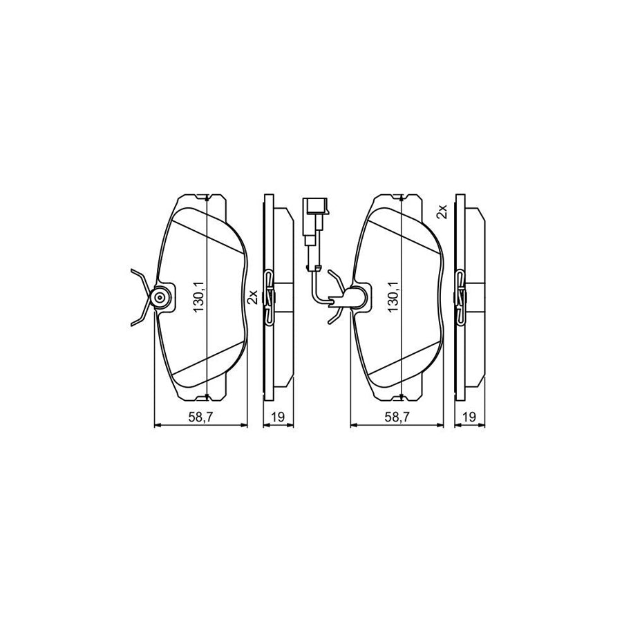 Bosch 0986494851 Brake Pad Set With Integrated Wear Sensor With Anti Squeak Plate BP2025