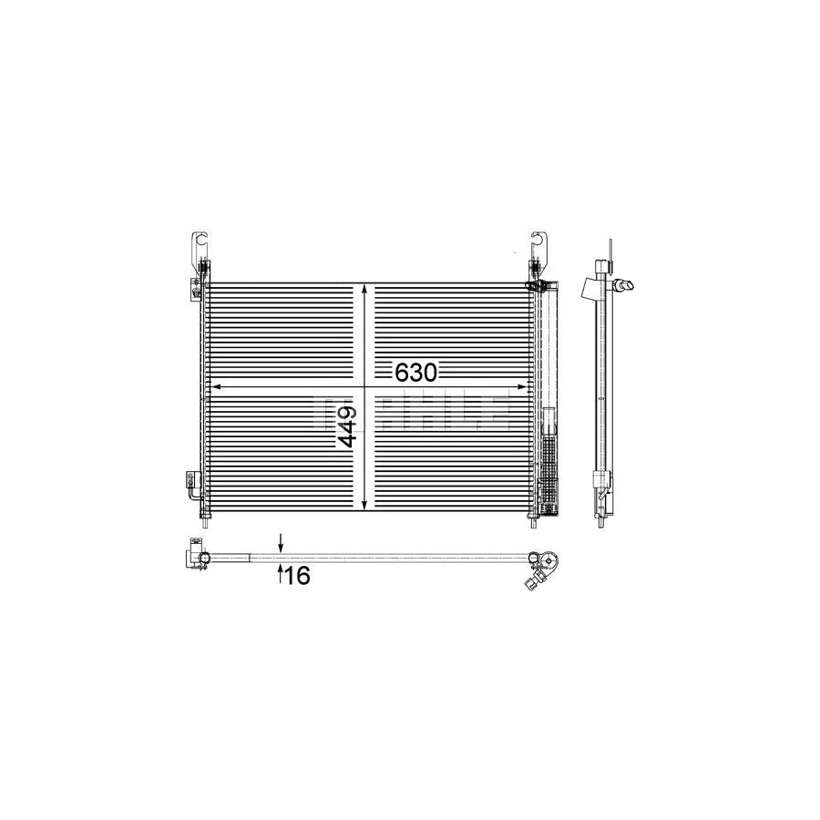 MAHLE ORIGINAL AC 588 000P Air conditioning condenser for RENAULT Koleos I (HY) with dryer, with pressure switch
