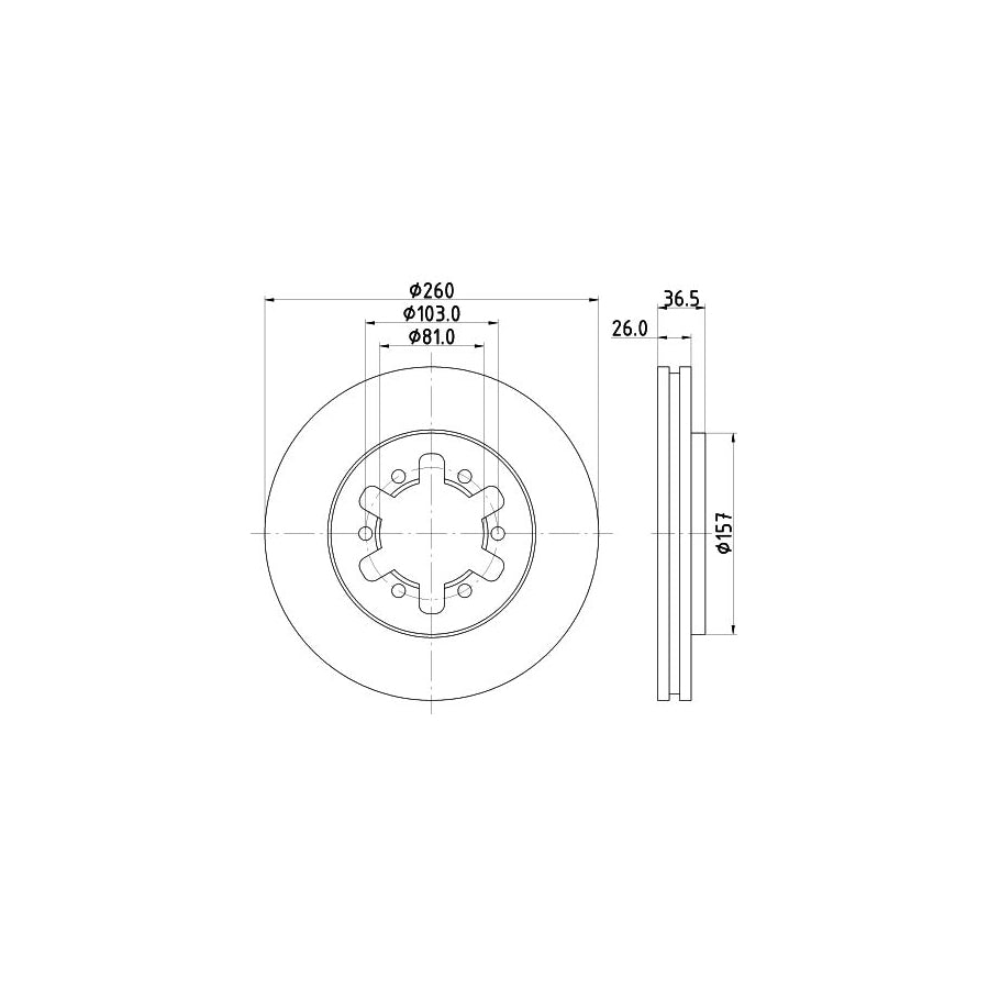HELLA 8DD 355 104 551 Brake Disc Internally Vented without wheel hub without wheel studs
