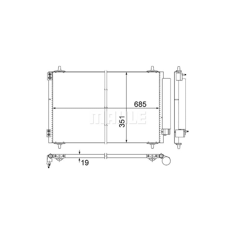 MAHLE ORIGINAL AC 593 000S Air conditioning condenser with dryer