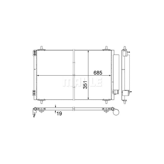 MAHLE ORIGINAL AC 593 000S Air conditioning condenser with dryer