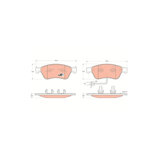 TRW Cotec Gdb1553 Brake Pad Set Incl Wear Warning Contact