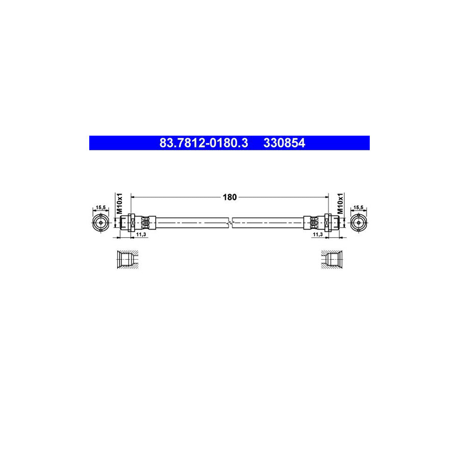 ATE 83 7812 0180 3 Brake Hose 180Mm