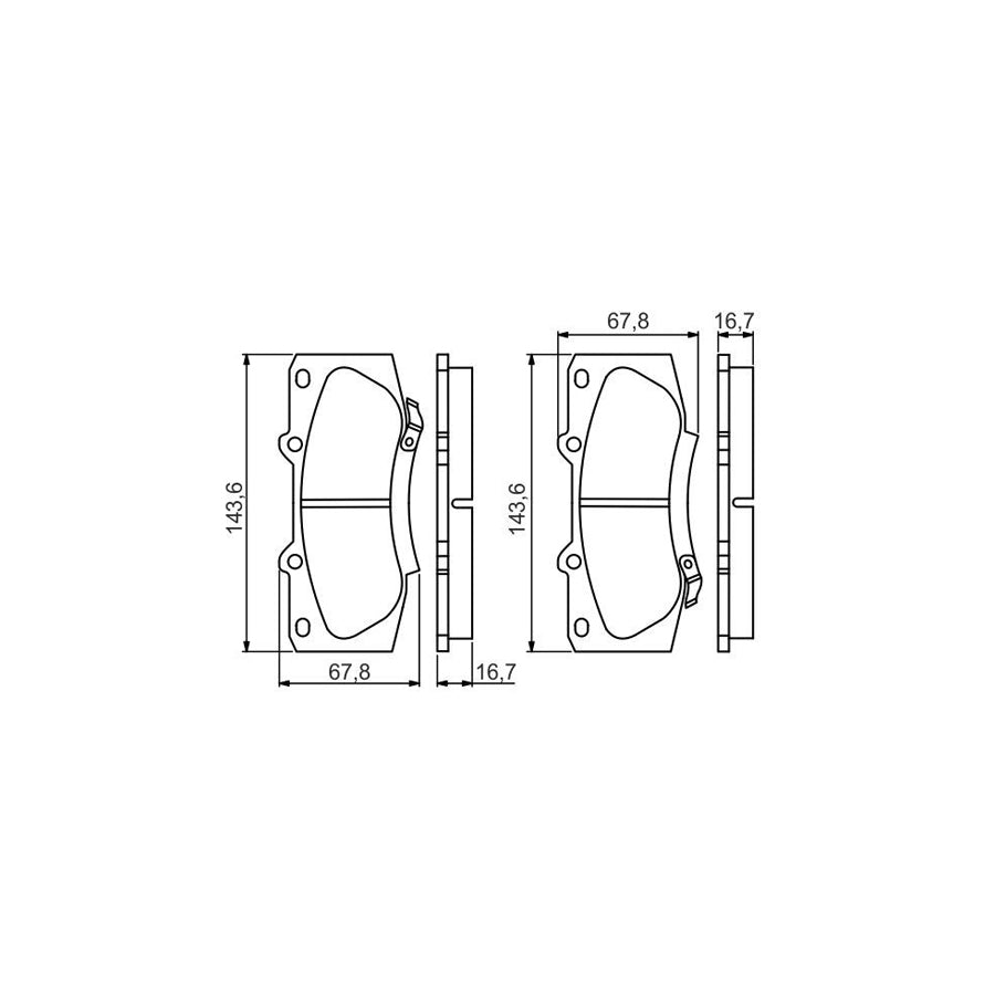 Bosch 0986495352 Brake Pad Set For Toyota Hilux Pick Up With Acoustic Wear Warning BP1644