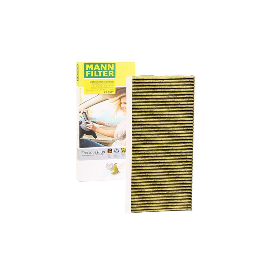 MANN-FILTER FP 3567 Pollen filter Activated Carbon Filter, Activated Carbon Filter with polyphenol, Particulate filter (PM 2.5), with antibacterial action, with fungicidal effect, FreciousPlus
