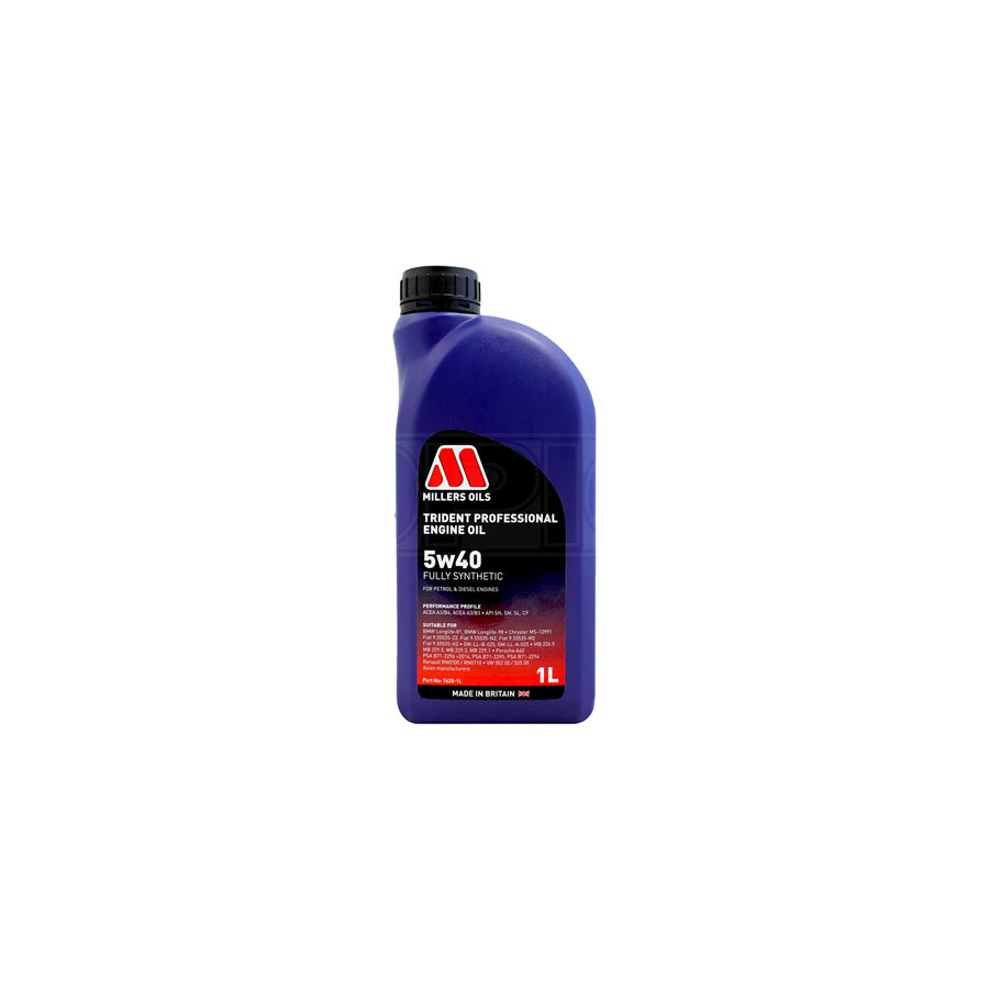 Millers Oils Trident Professional 5W-40 Fully Synthetic Engine Oil 1l