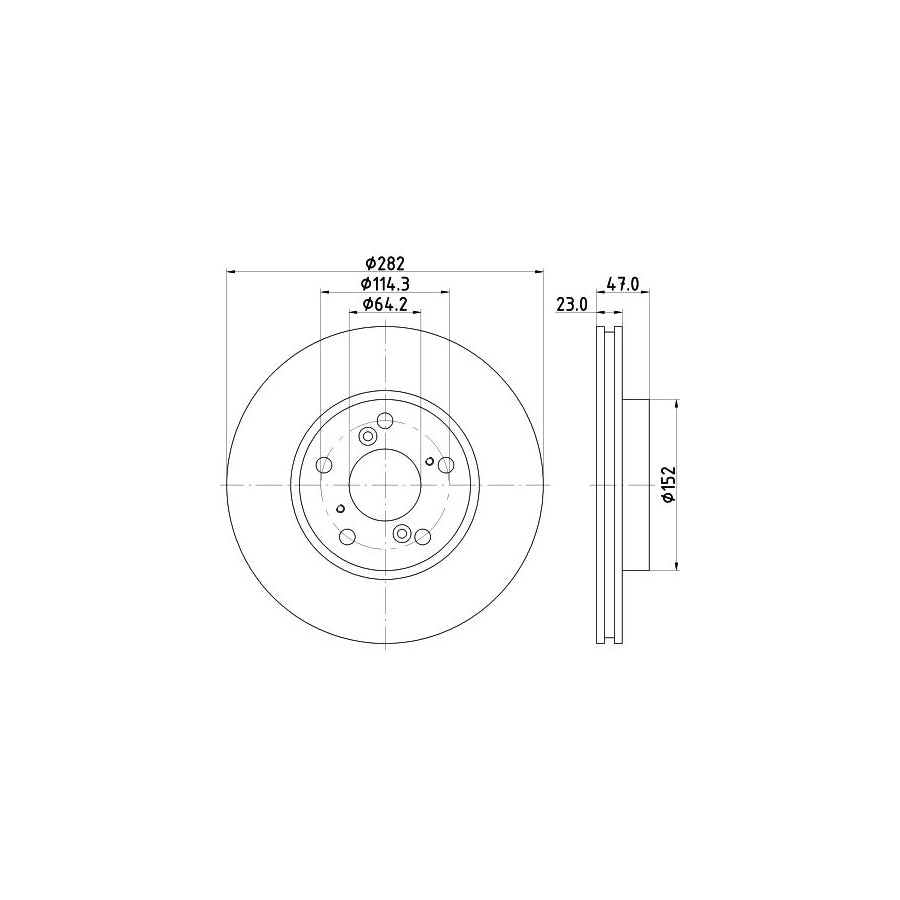 HELLA PRO 8DD 355 117 081 Brake Disc Internally Vented Coated without wheel hub without wheel studs
