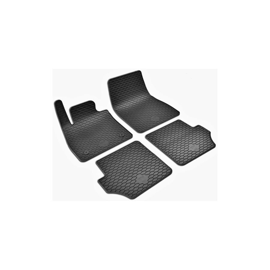 WALSER RubberLine 50844 Floor mat set Elastomer, Front and Rear, Quantity: 4, Black