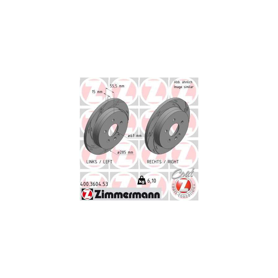 ZIMmERMANN 400 3604 53 Brake Disc suitable for MERCEDES BENZ ML Class W163 Slotted Solid Coated