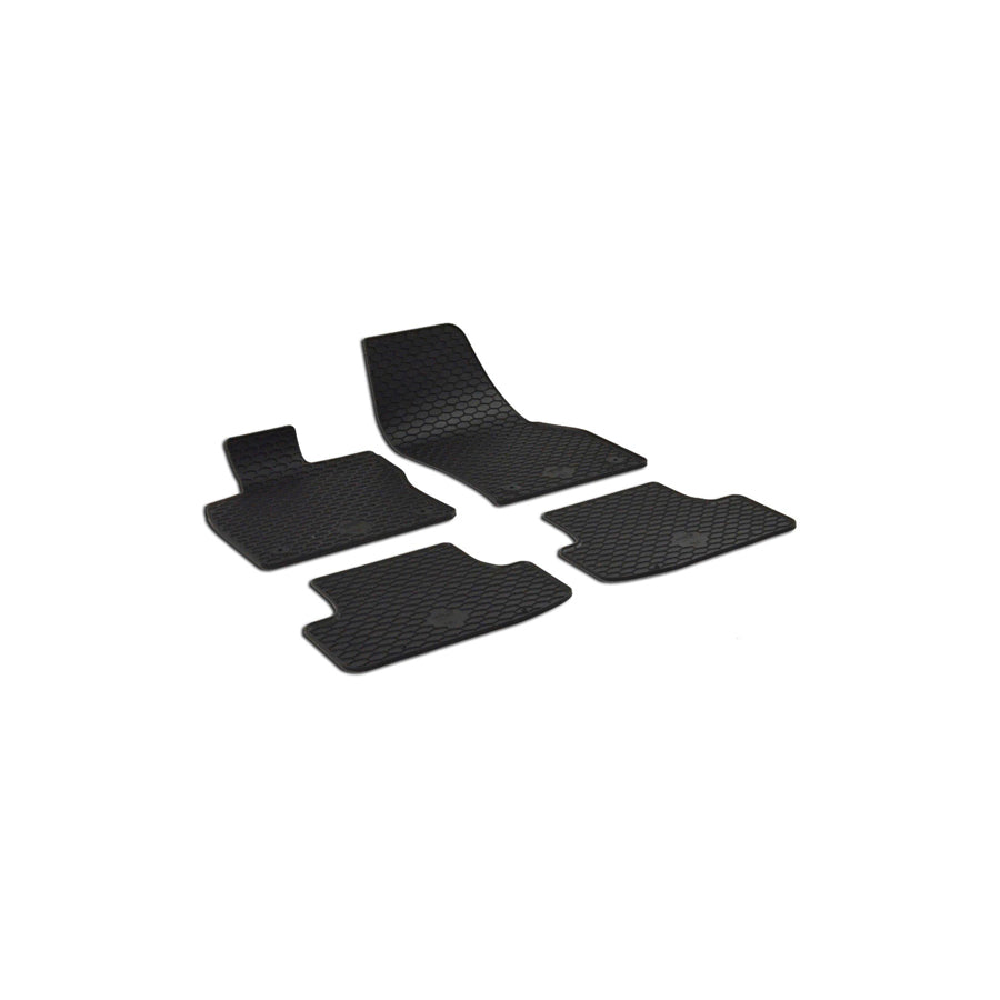 WALSER RubberLine 50852 Floor mat set Elastomer, Front and Rear, Quantity: 4, Black