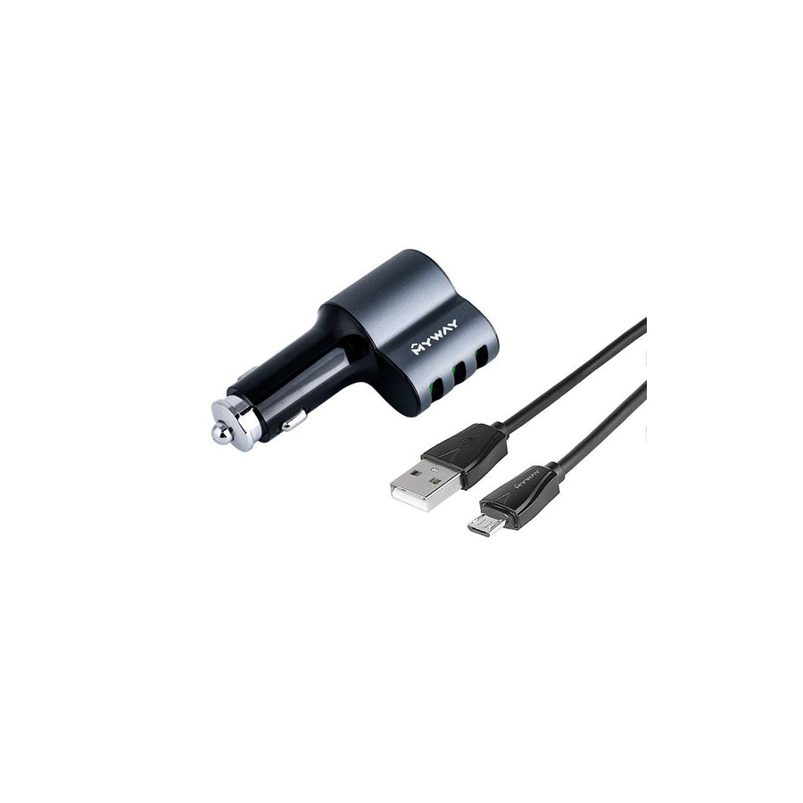 CARMOTION 63002 In-car charger 1m, Number of inlets/outlets: 3, with cigarette lighter plug, with USB cable, micro USB, Black