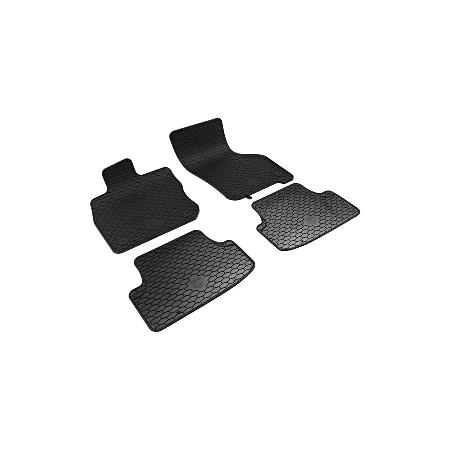 WALSER RubberLine 50883 Floor mat set Elastomer, Front and Rear, Quantity: 4, Black