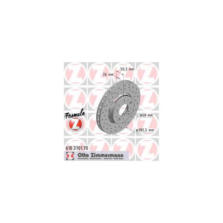 ZIMmERMANN FORMULA Z COAT Z 610 3701 70 Brake Disc Perforated Vented