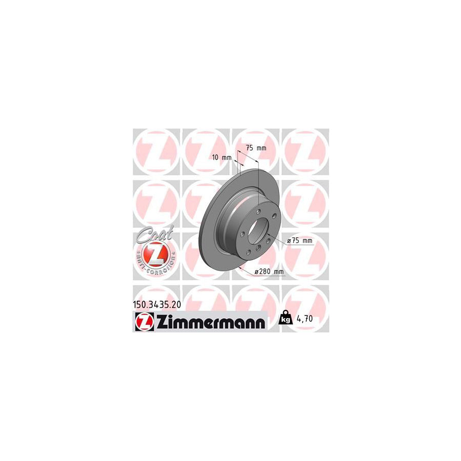 ZIMmERMANN COAT Z 150 3435 20 Brake Disc for BMW Z4 Roadster E85 Solid Coated High carbon