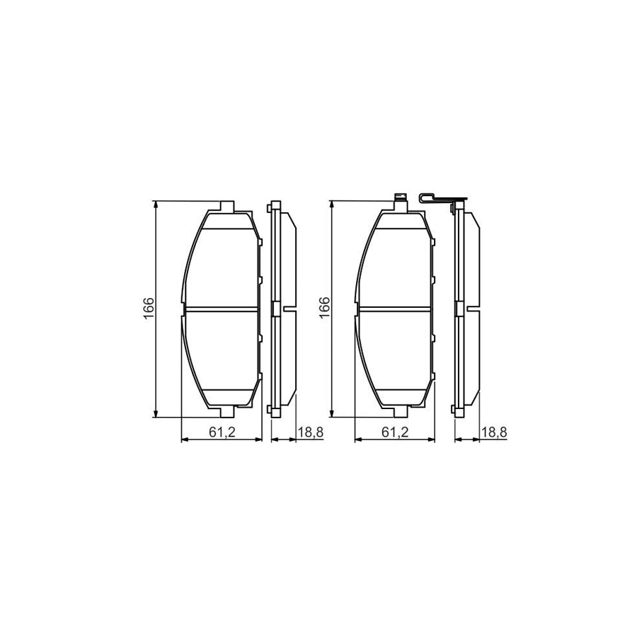 Bosch 0986494560 Brake Pad Set With Acoustic Wear Warning BP1481