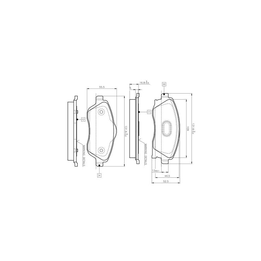 Bosch 0986Tb2381 Brake Pad Set Excl Wear Warning Contact