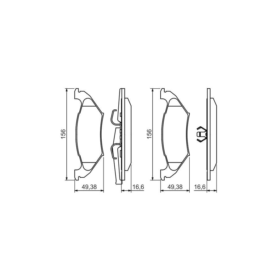 Bosch 0986494495 Brake Pad Set With Anti Squeak Plate With Piston Clip BP1424