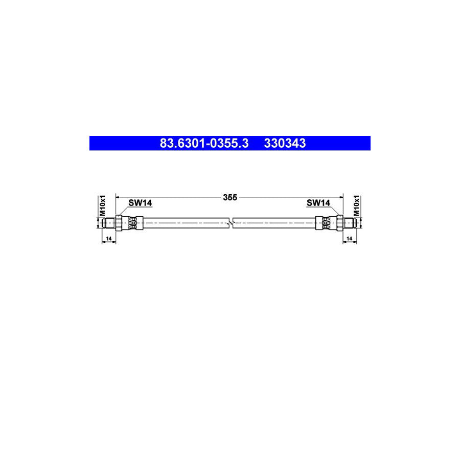 ATE 83 6301 0355 3 Brake Hose for VW LT 355Mm
