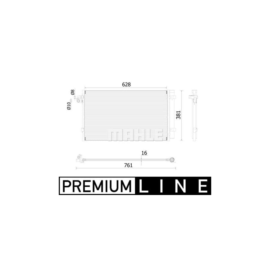 MAHLE ORIGINAL AC 99 000P Air conditioning condenser without gasket / seal, with dryer