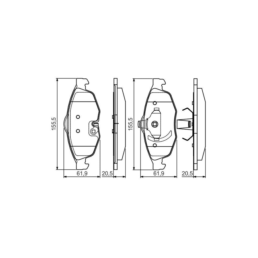 Bosch 0986495161 Brake Pad Set With Acoustic Wear Warning With Mounting Manual BP1506