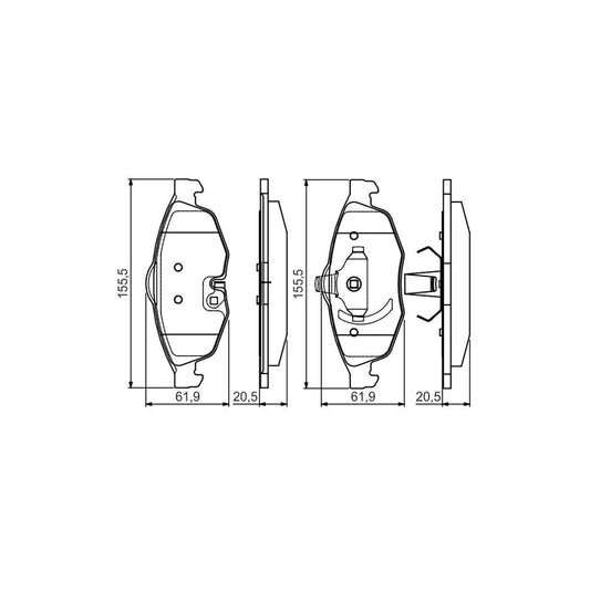Bosch 0986495161 Brake Pad Set With Acoustic Wear Warning With Mounting Manual BP1506