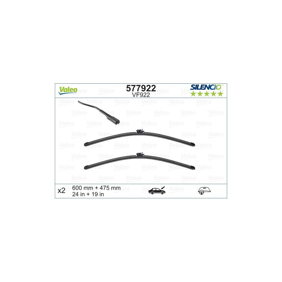 Valeo Silencio Flat Blade Set 577922 Wiper Blade | Duco Car Parts UK Car Parts