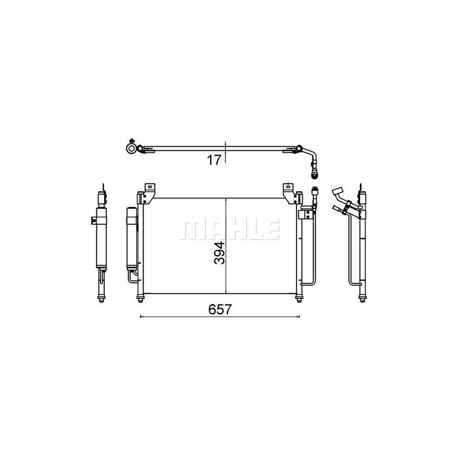 MAHLE ORIGINAL AC 642 000S Air conditioning condenser for MAZDA CX-7 (ER) with dryer, with seal ring