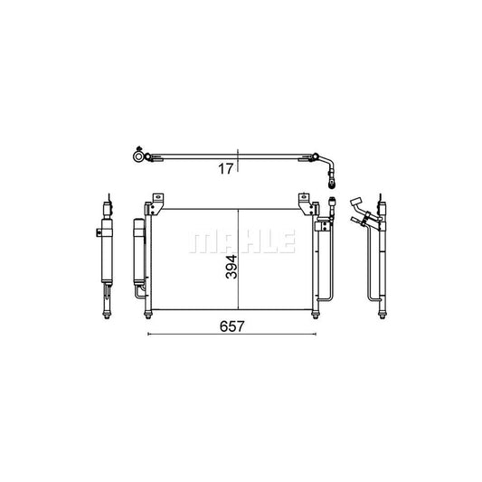MAHLE ORIGINAL AC 642 000S Air conditioning condenser for MAZDA CX-7 (ER) with dryer, with seal ring