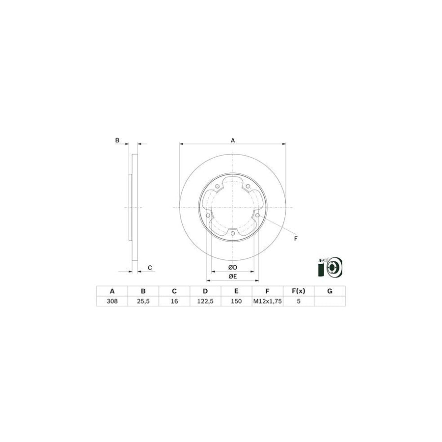 BOSCH 0 986 479 F44 Brake Disc for FORD TRANSIT Solid Coated