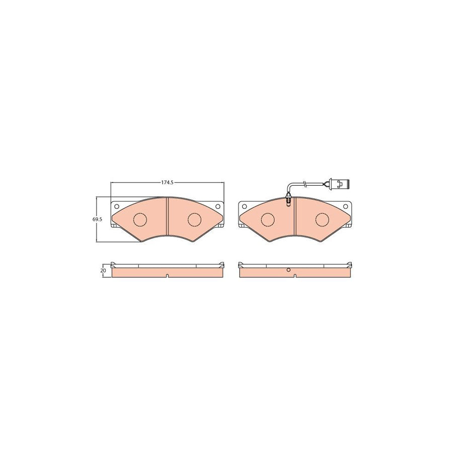 TRW Gdb5062 Brake Pad Set For Iveco Daily Incl Wear Warning Contact